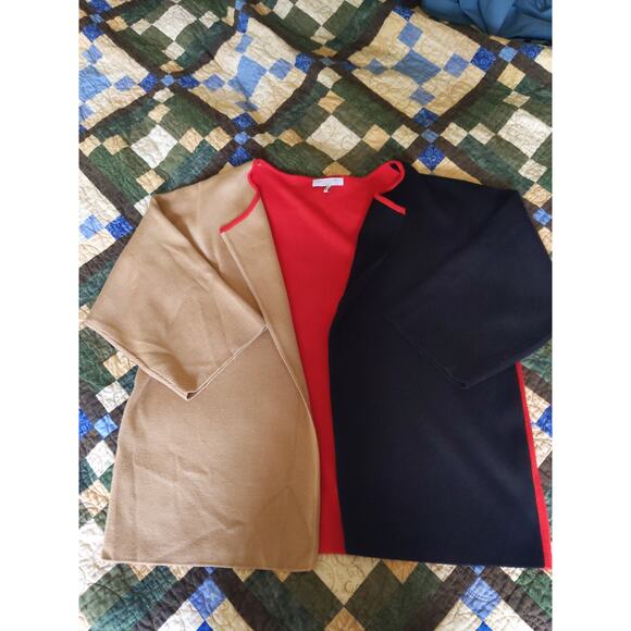 Adrienne Vittadini Women's XL Colorblock Sweater Red Tan Black Size Knit Stretch - Picture 3 of 7